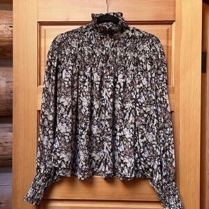 House of Harlow Women's Small Sheer Floral Top Blouse Retro Academia Cottagecore